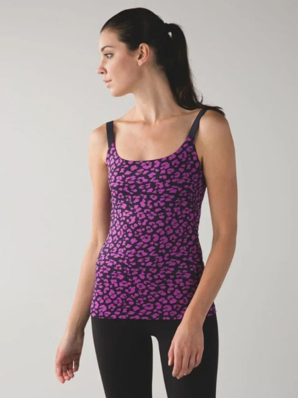 Lululemon Barre None Tank Purple Cheetah Print Size 6